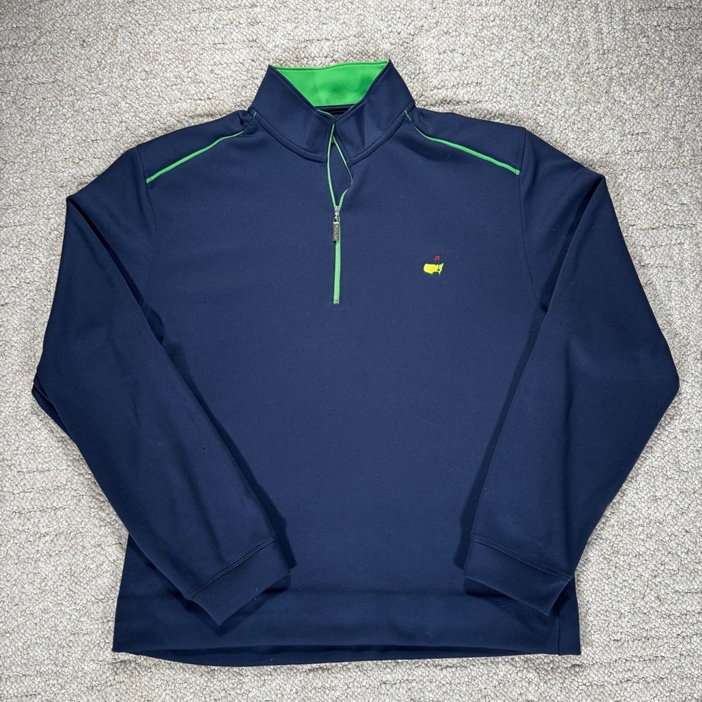 Masters Augusta National Quarter Zip Pullover XXL Navy Green Golf Sweater